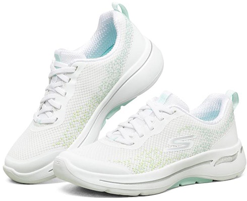 Skechers 健走系列拱形健足懒人鞋 女款 白色淺藍 Lookbook Skechers 健走系列拱形健足懒人鞋 女款 白色淺藍