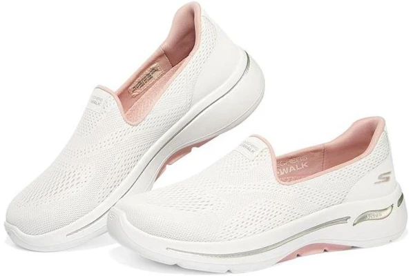 (W) Skechers Go Walk Arch Fit 'Blanco Rosa Claro' 124483-WLPK Shop (W) Skechers Go Walk Arch Fit 'Blanco Rosa Claro' 124483-WLPK