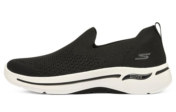 (Women) Skechers Go Walk Arch Fit Slip on 'Black White' 124418-BKW