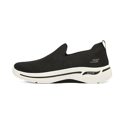 (W) Skechers Go Walk Arch Fit Slip on 'Black White'