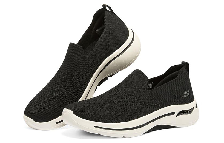 Lookbook (W) Skechers Go Walk Arch Fit Slip On 'Hitam Putih' 124418-BKW