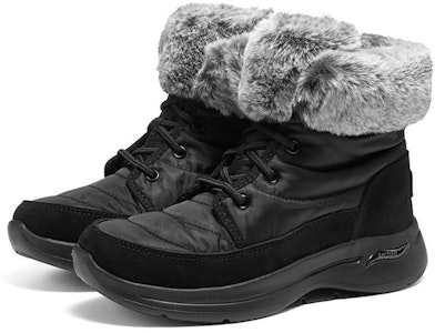 Skechers Go Walk Arch Fit 中筒雪地靴 女款 黑色 Lookbook Skechers Go Walk Arch Fit 中筒雪地靴 女款 黑色