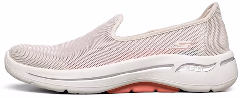 (Women) Skechers Go Walk Arch Fit Loafers Pink/White 896018-NAT (Women) Skechers Go Walk Arch Fit Loafers Pink/White 896018-NAT