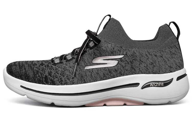 (Women) Skechers Go Walk Arch Fit Running Shoes Grey/White/Black 124407-BKLP