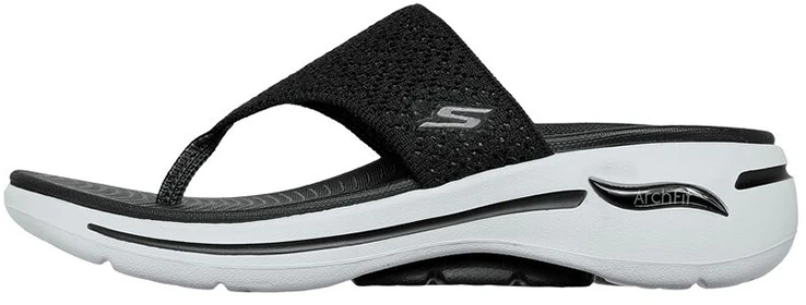 women-skechers-go-walk-arch-fit-sandal-black-white-140221-bkw