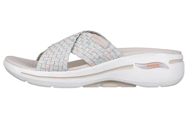 (W) Skechers Go Walk Arch Fit Slip-On 'Abu-abu Biru Merah Muda' 140237-NTMT Buy (W) Skechers Go Walk Arch Fit Slip-On 'Abu-abu Biru Merah Muda' 140237-NTMT