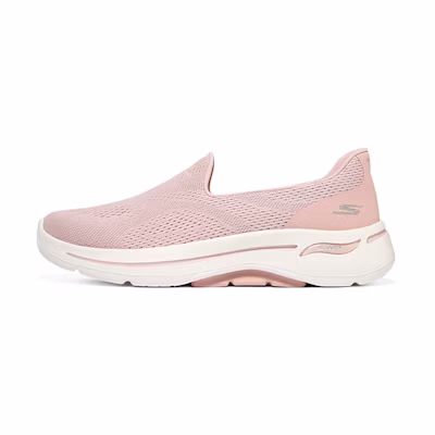 (W) Skechers Go Walk Arch Fit Slip on 'Pink White'
