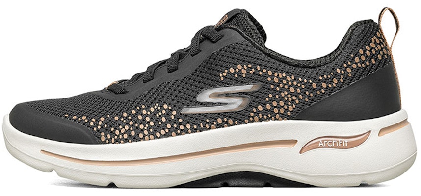 (Women) Skechers Go Walk Arch Fit Slip-on Shoes Black/Gold 124486-BKGD Buy (Women) Skechers Go Walk Arch Fit Slip-on Shoes Black/Gold 124486-BKGD