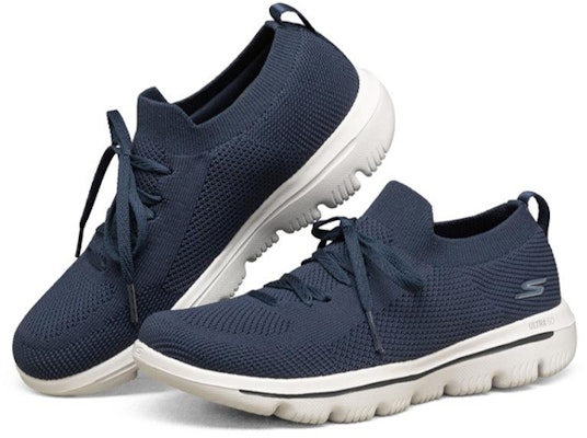 (Women) Skechers Go Walk Evolution Ultra Sports Shoes Blue/White 15779-NVW Lookbook (Women) Skechers Go Walk Evolution Ultra Sports Shoes Blue/White 15779-NVW