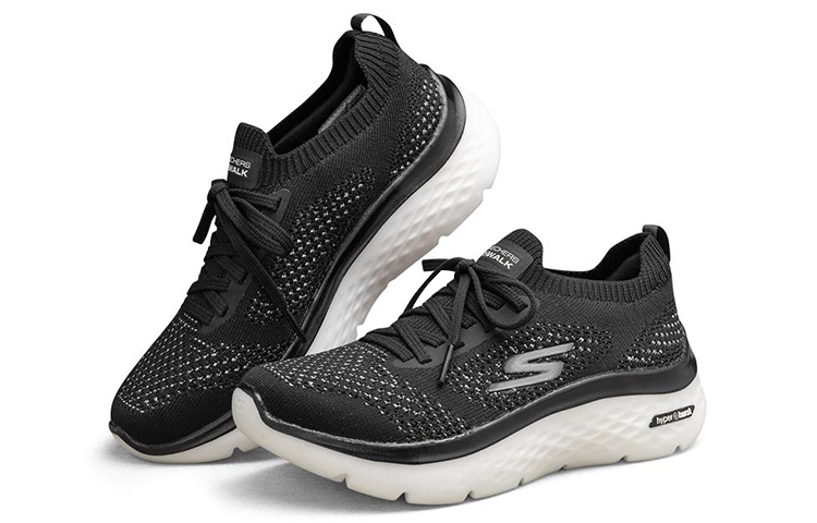 Lookbook (W) Skechers Go Walk Hyper Burst Baskets Basses Noir/Blanc 124593-BKW