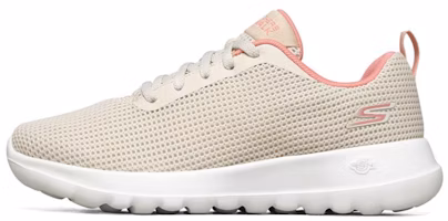 (Women) Skechers Go Walk Joy Running Shoes Ivory/Pink 15641-OFPK (Women) Skechers Go Walk Joy Running Shoes Ivory/Pink 15641-OFPK