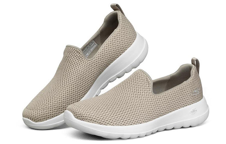 Lookbook (Women) Skechers Go Walk Joy Low-Top Slip-on Shoes Beige 'Graybrown Gold' 124090-TPGD