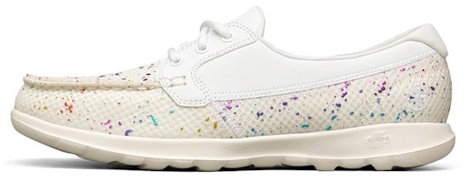 (Women) Skechers Go Walk Lite 'Casual Sport Slip-On White Rainbow' 136084-WMLT (Women) Skechers Go Walk Lite 'Casual Sport Slip-On White Rainbow' 136084-WMLT