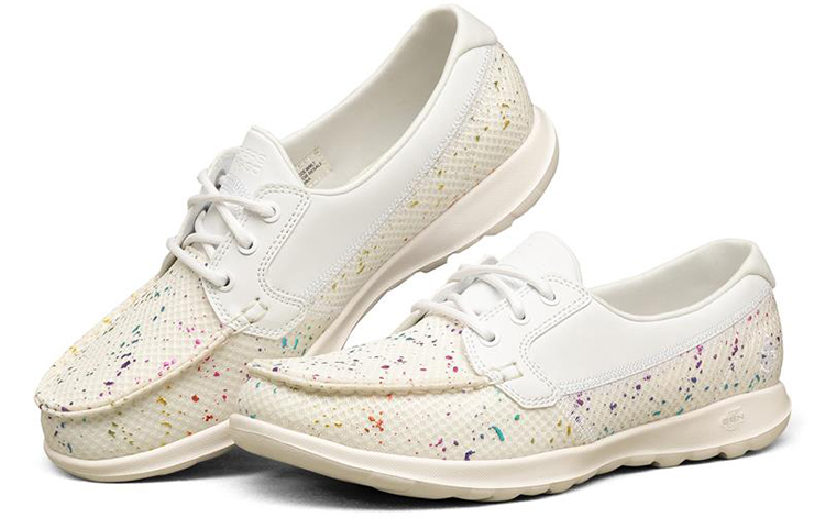 Lookbook (Women) Skechers Go Walk Lite 'Casual Sport Slip-On White Rainbow' 136084-WMLT