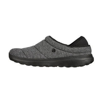 (W) Skechers Go Walk Lounge 'At Ease Black Grey Fleece'