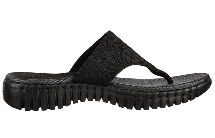 Order (Women) Skechers Go Walk Smart 'Comfort Thong Sport Slide - Black' 140182-BBK