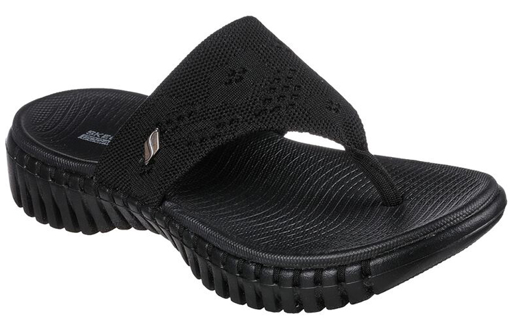 Lookbook (Women) Skechers Go Walk Smart 'Comfort Thong Sport Slide - Black' 140182-BBK