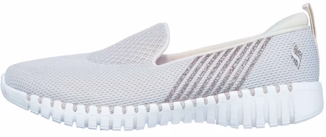 (Women) Skechers Go Walk Smart 'Simplified Comfort Slip-On Casual White' 124323-GLD (Women) Skechers Go Walk Smart 'Simplified Comfort Slip-On Casual White' 124323-GLD