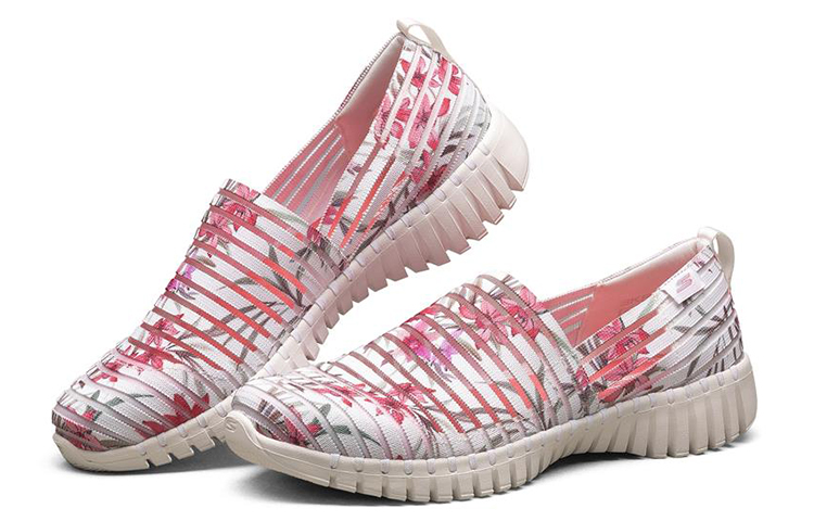 Lookbook (Women) Skechers Go Walk Smart Slip-on Shoes White/Pink/Grey 124317-WMLT