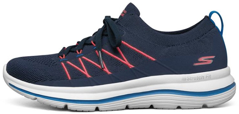 (Women) Skechers Go Walk Stretch Fit Sports Shoes Blue/White/Orange 124386-NVMT Buy (Women) Skechers Go Walk Stretch Fit Sports Shoes Blue/White/Orange 124386-NVMT