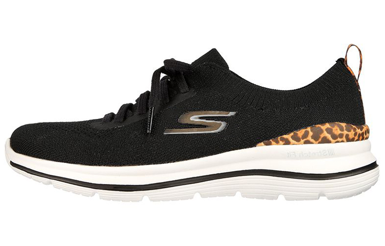 (Women) Skechers Go Walk Stretch Fit 'Leopard Zone Black' 124396-BKLD