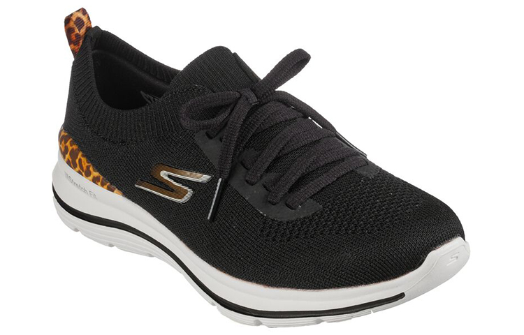Lookbook (Women) Skechers Go Walk Stretch Fit 'Leopard Zone Black' 124396-BKLD