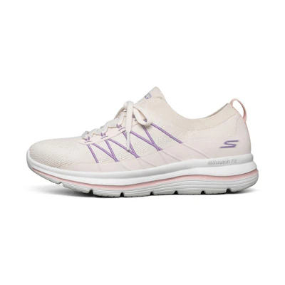 (W) Skechers Go Walk Stretch Fit Running Shoes White/Pink/Purple