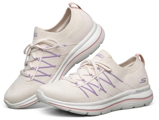 (Women) Skechers Go Walk Stretch Fit Running Shoes White/Pink/Purple 124386-WMLT Lookbook (Women) Skechers Go Walk Stretch Fit Running Shoes White/Pink/Purple 124386-WMLT
