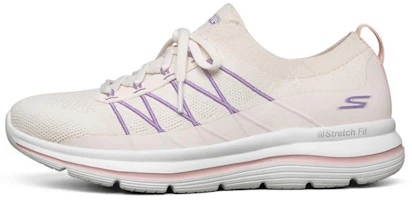(Women) Skechers Go Walk Stretch Fit Running Shoes White/Pink/Purple 124386-WMLT (Women) Skechers Go Walk Stretch Fit Running Shoes White/Pink/Purple 124386-WMLT