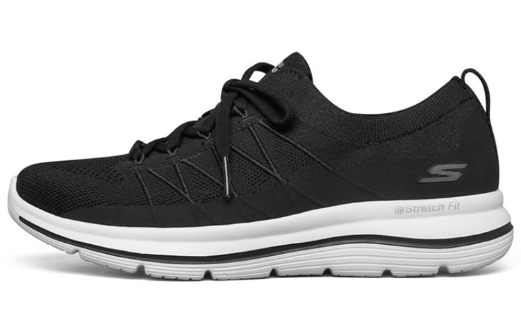 (Women) Skechers Go Walk Stretch Fit Running Shoes Black/White 124386-BKW