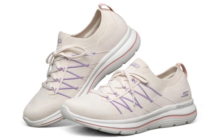 Lookbook (W) Skechers Go Walk Stretch Fit Laufschuhe Weiß/Rosa/Lila 124386-WMLT