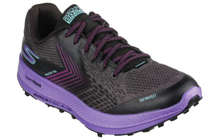 Lookbook (W) Skechers GOrun Razor Trail ''Zwart Paars'' 172002-BKPR