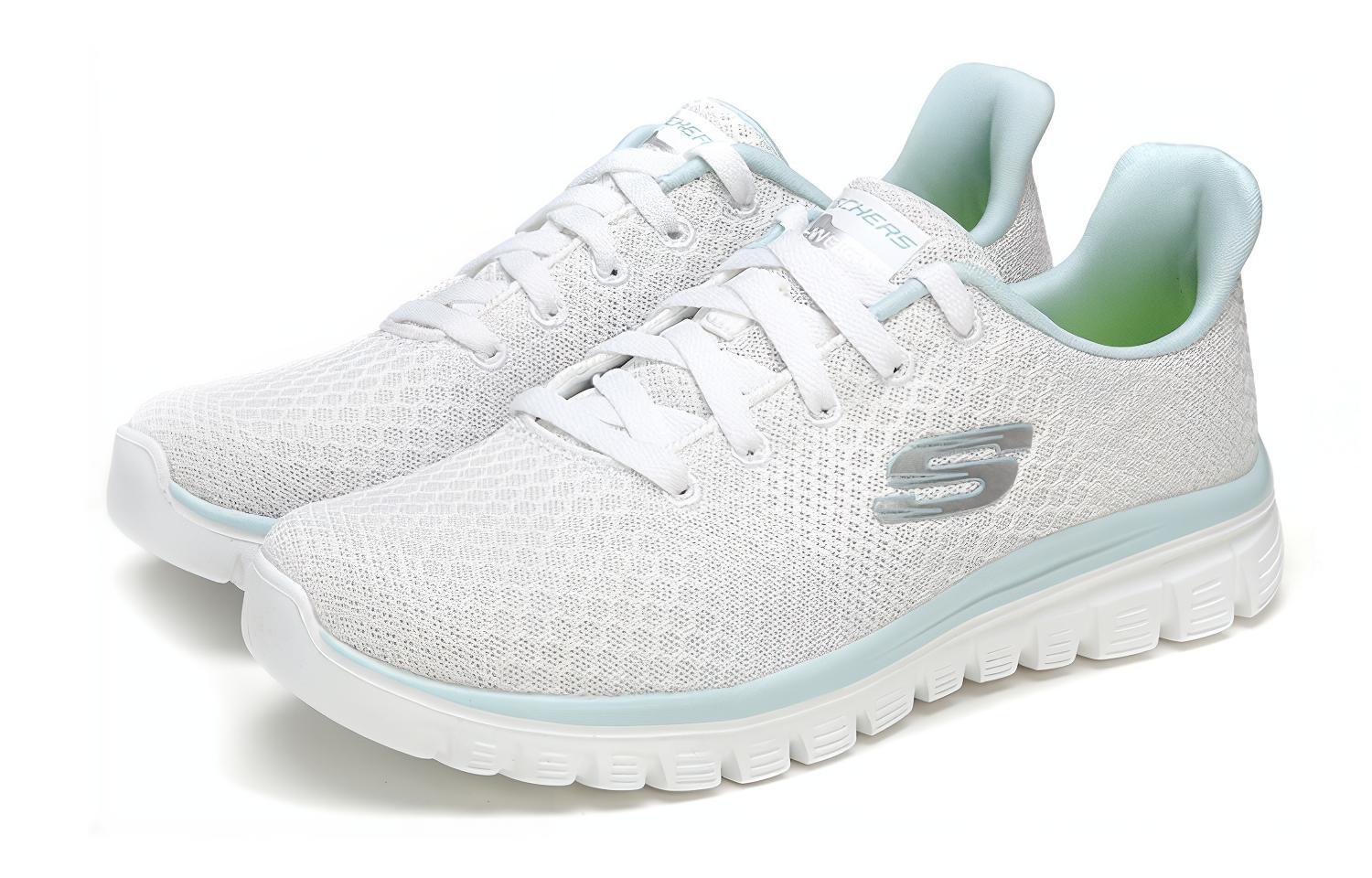 Order Skechers 緩震 低幫 跑步鞋 女款 白綠