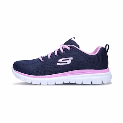 (W) Skechers Graceful Get Connected Running Shoes Blue/Pink/White
