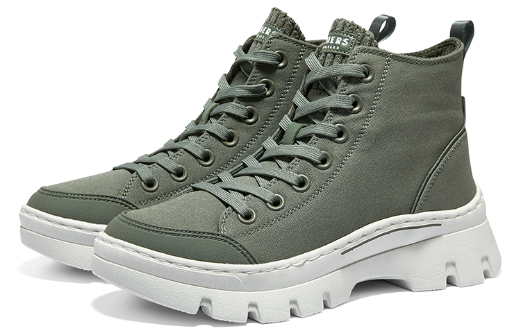 Shop (Women) Skechers High-Top Canvas 'Comfortable Green' 177260-OLV