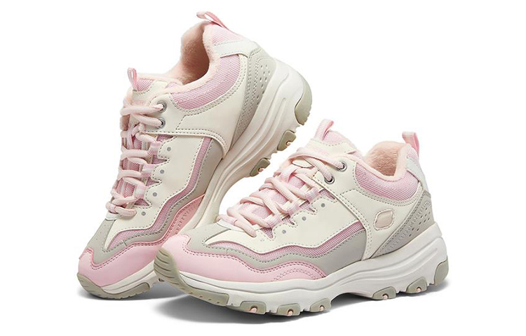 Lookbook Skechers I-Conik 奧利奧 低筒加絨老爹鞋 女款 灰粉