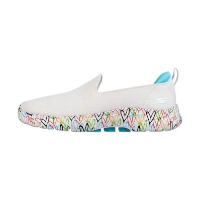 (W) Skechers JGoldcrown Go Walk 6 Slip-On 'Iconic Hearts White'