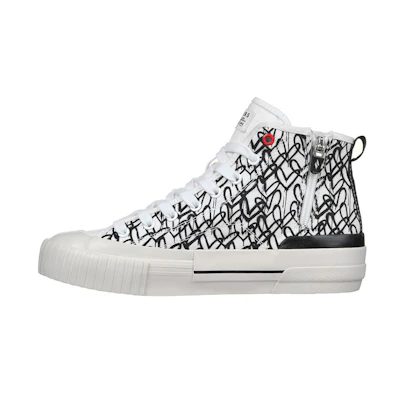 (W) Skechers JGoldcrown High-Top Canvas 'Black and White'