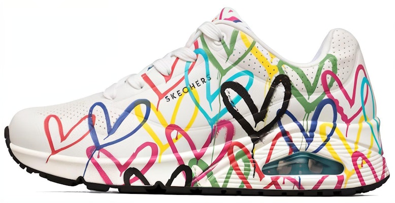 JGoldcrown x Skechers Uno Spread the Love 女款 白色和彩色 Buy JGoldcrown x Skechers Uno Spread the Love 女款 白色和彩色