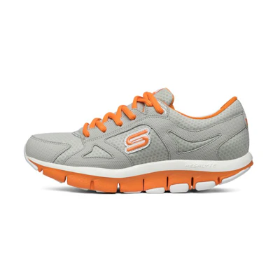 (W) Skechers Liv Running Shoes Gray/Orange/White