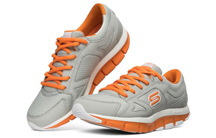 (W) Skechers Liv Running Shoes Gray/Orange/White 圖 3