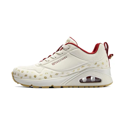 (W) Skechers Low-Top 'New Year White Red'