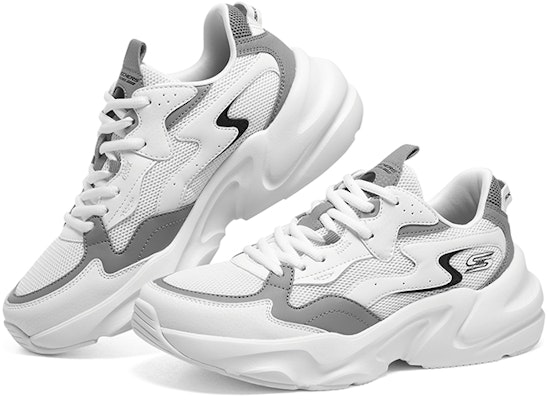 (W) Skechers Kasut Gaya Hidup Low-Top 'Putih Kelabu' 117366-WMLT Shop (W) Skechers Kasut Gaya Hidup Low-Top 'Putih Kelabu' 117366-WMLT