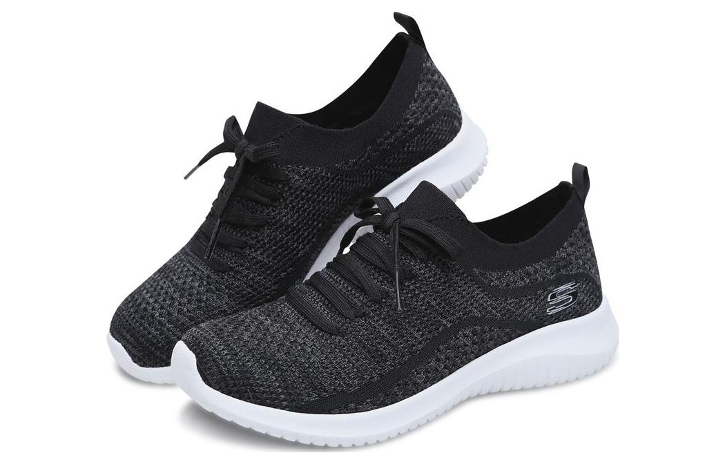 Lookbook Skechers 防滑耐磨透氣 低幫 運動休閒鞋 女款 黑灰