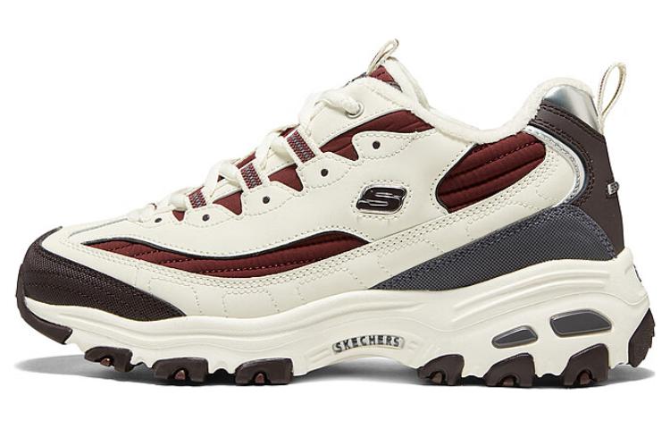 (Women) Skechers D'Lites Zip Along Shoes 'White Burgundy Grey' 896269-NTMT