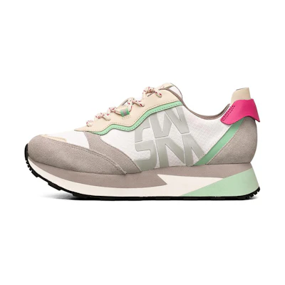 (W) Skechers Low-Top White/Grey/Green