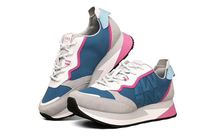 Lookbook (W) 스케쳐스 로우탑 그레이/블루 (Skechers Low-Top Grey/Blue) 155492-GYMT