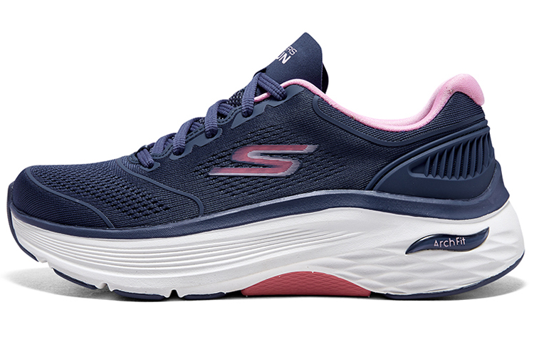 (Women) Skechers Max Cushioning 'Blue Slip-Resistant Lightweight Low-Top Running' 128923-NVPK