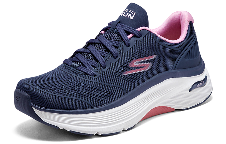 Lookbook (W) 斯凯奇 Max Cushioning 蓝色防滑轻便低帮跑鞋 128923-NVPK