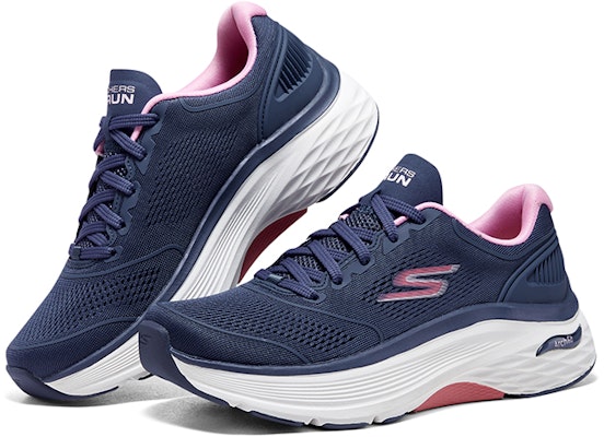 (W) 斯凯奇 Max Cushioning 蓝色防滑轻便低帮跑鞋 128923-NVPK Shop (W) 斯凯奇 Max Cushioning 蓝色防滑轻便低帮跑鞋 128923-NVPK